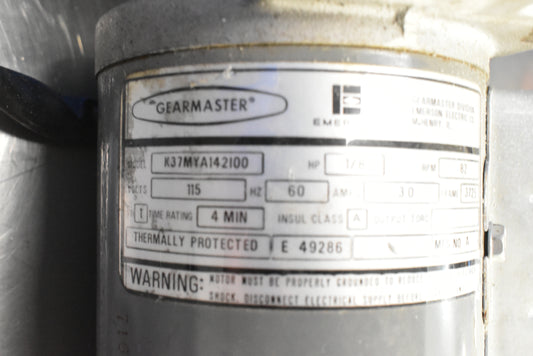 Emerson Gearmaster 1/8 HP 82 RPM Motor Model - K37MYA142100 - Dental Parts Shop