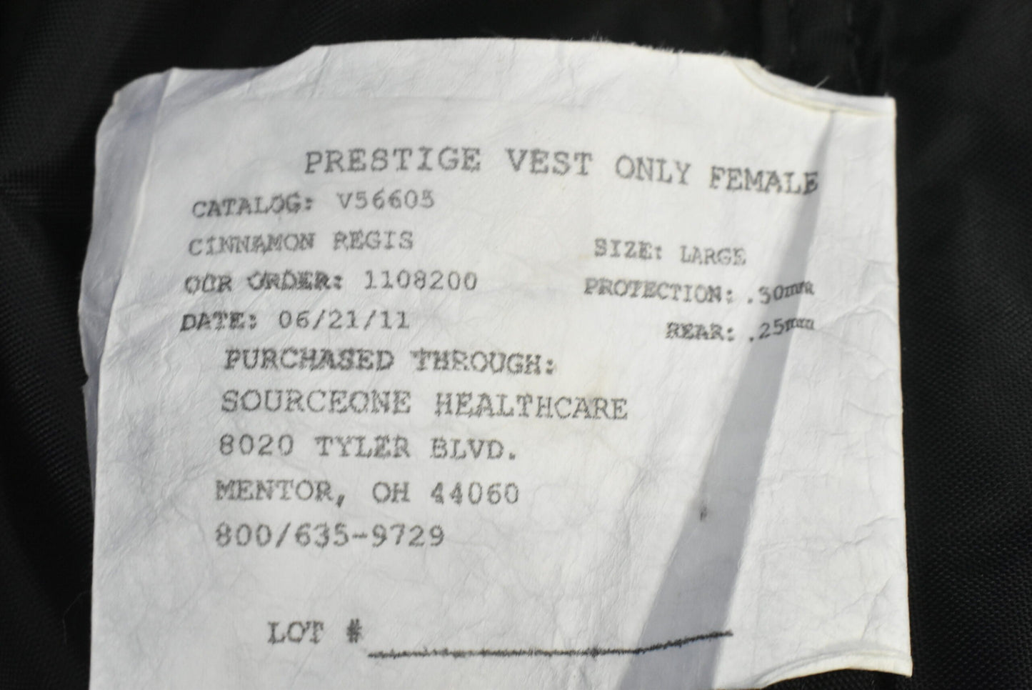 Bar Ray Prestige Vest Only Female - Dental Parts Shop