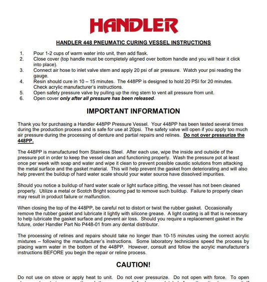 448PP Pneumatic Curing Vessel/Pressure Pot - Dental Parts Shop