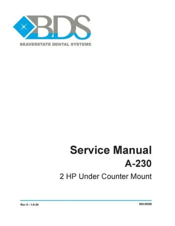 Service Manual A-230 2 HP Under Counter Mount - Dental Parts Shop