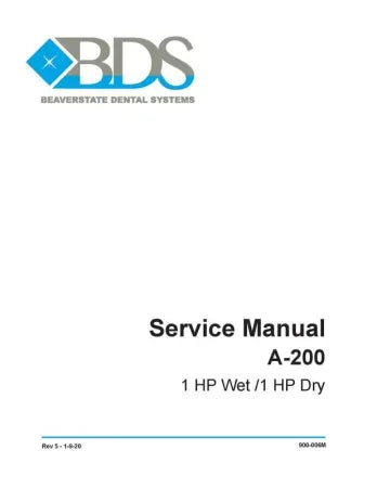 Service Manual A-200 1 HP Wet /1 HP Dry - Dental Parts Shop