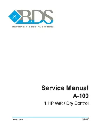 Service Manual A-100 1 HP Wet / Dry Control - Dental Parts Shop