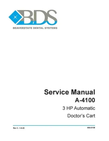 Service Manual A-4100 3 HP Automatic Doctor's Car - Dental Parts Shop