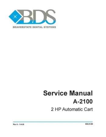 Service Manual A-2100 2 HP Automatic Cart - Dental Parts Shop