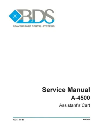 Service Manual A-4500 Assistant's Cart - Dental Parts Shop