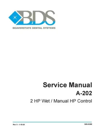 Service Manual A-202 2 HP Wet / Manual HP Control - Dental Parts Shop