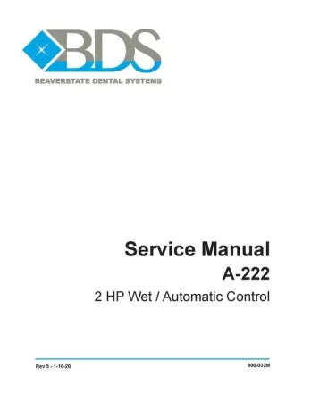 Service Manual A-222 2 HP Wet / Automatic Control - Dental Parts Shop