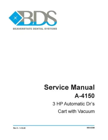 Service Manual A-4150 3 HP Automatic Dr's Cart with Vacuum - Dental Parts Shop