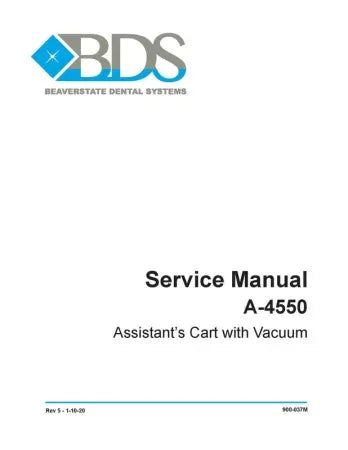 Service Manual A-4550 Assistant's Cart with Vacuum - Dental Parts Shop