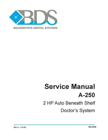 Service Manual A-250 2 HP Auto Beneath Shelf Doctor's System - Dental Parts Shop