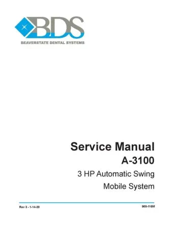 Service Manual A-3100 3 HP Automatic Swing Mobile System - Dental Parts Shop