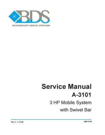 Service Manual A-3101 3 HP Mobile System with Swivel Bar - Dental Parts Shop