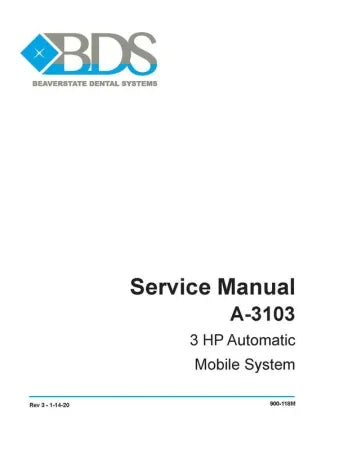 Service Manual A-3103 3 HP Automatic Mobile System - Dental Parts Shop