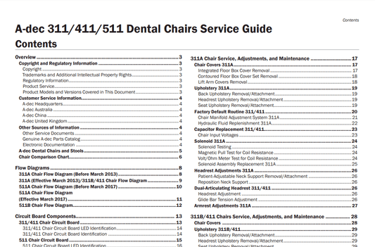 A-dec 311/411/511 Dental Chairs Service Guide - Dental Parts Shop