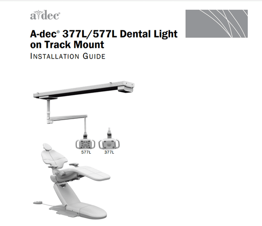 A-dec 377L/577L Dental Light on Track Mount Installation Guide - Dental Parts Shop