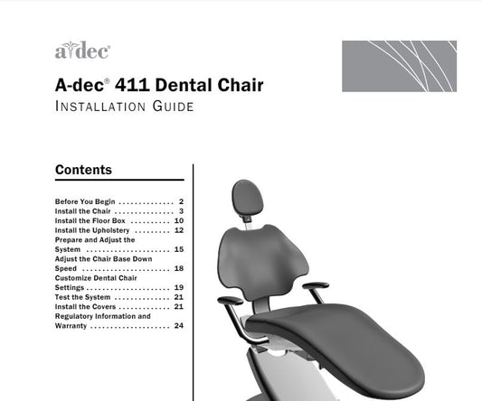 A-dec 411 Dental Chair Installation Guide - Dental Parts Shop