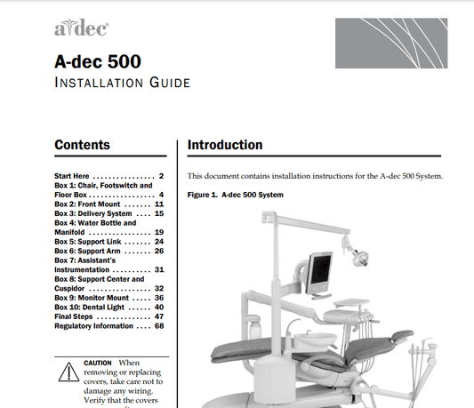 A-dec 500 Installation Guide - Dental Parts Shop