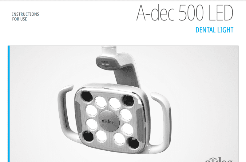 A-dec 500 LED Dental Light Instructions For Use - Dental Parts Shop