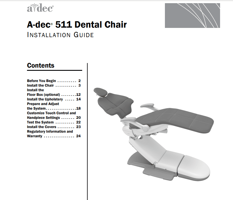 A-dec 511 Dental Chair Installation Guide - Dental Parts Shop