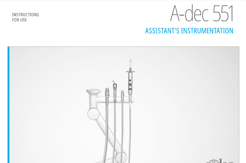 A-dec 551 Assistant's Instrumentation Instructions For Use - Dental Parts Shop