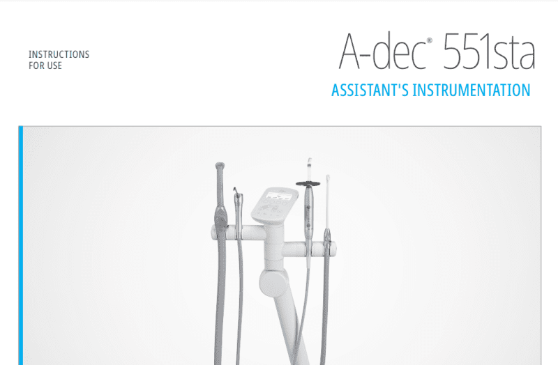 A-dec 551sta Assistant's Instrumentation Instructions for Use - Dental Parts Shop