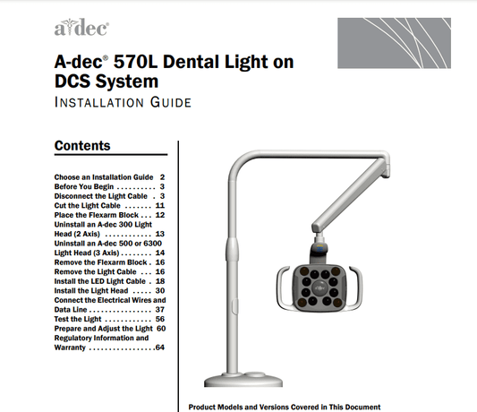 A-dec 570L Dental Light on DCS System Installation Guide - Dental Parts Shop