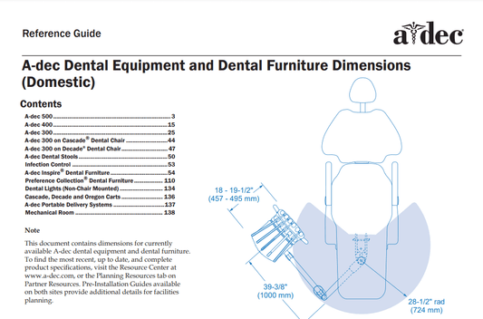 A-dec Equipment and Dental Furniture Dimensions Reference Guide - Dental Parts Shop