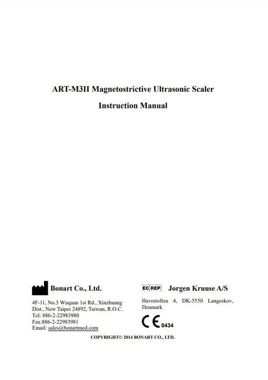 ART-M3II Magnetostrictive Ultrasonic Scaler Instruction Manual - Dental Parts Shop