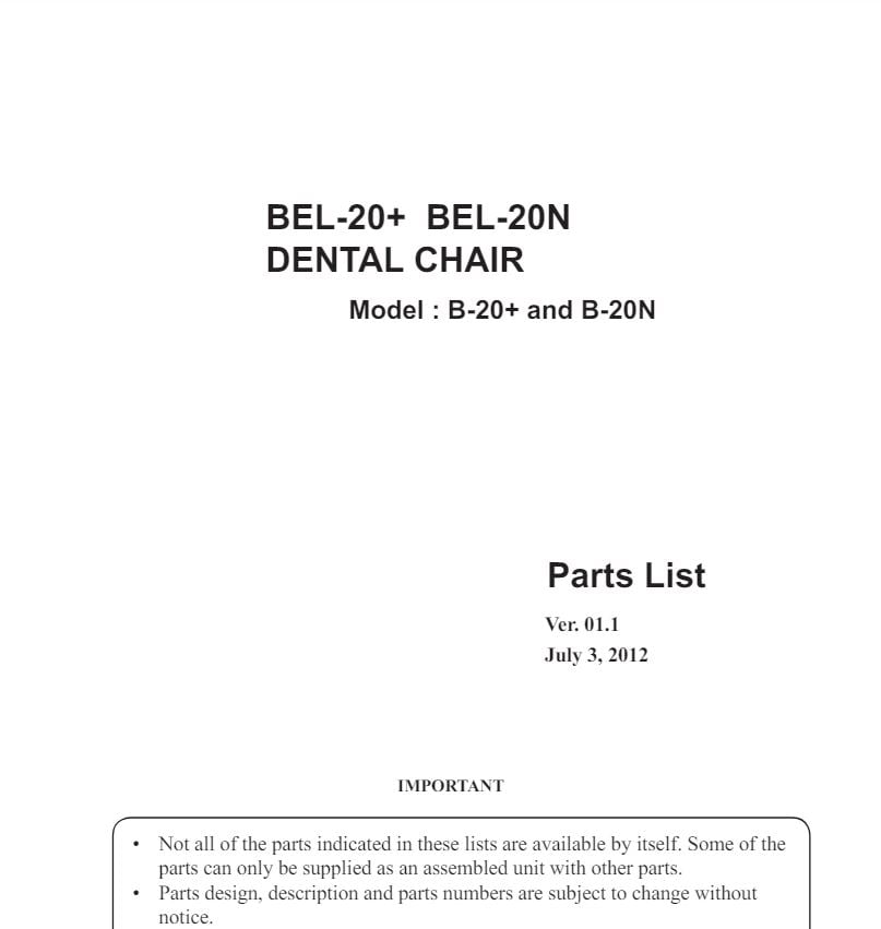 B20N and B20+ Parts - Dental Parts Shop