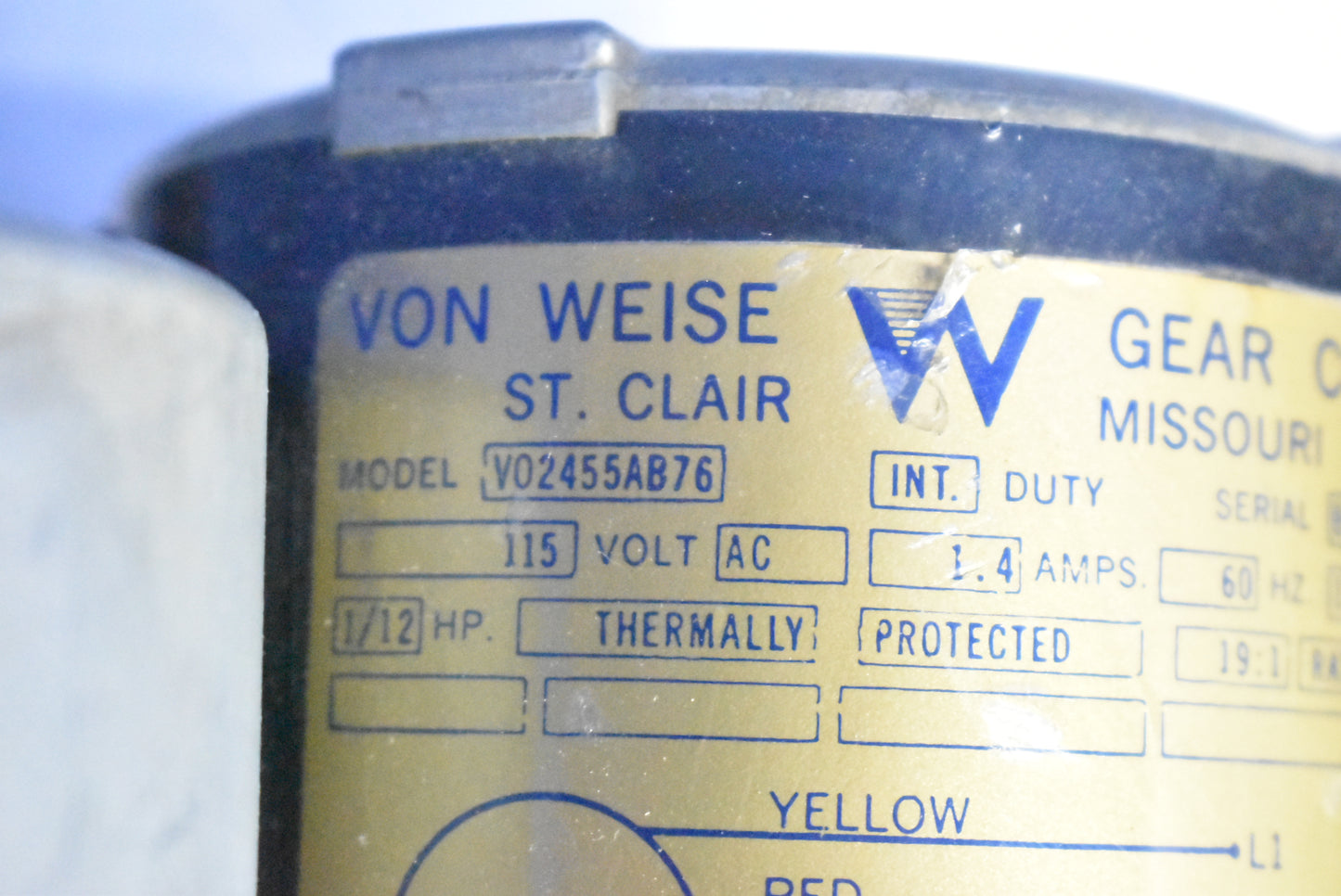 Von Weise St.Clair 1/12 HP Motor Model V02455AB76 - Dental Parts Shop