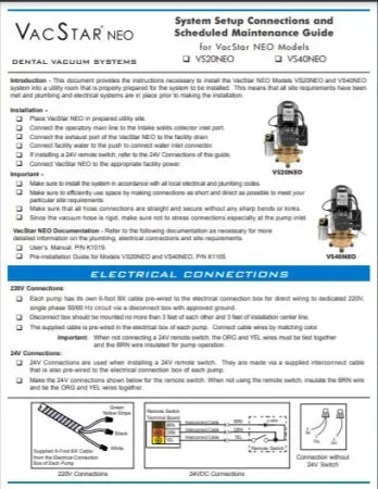 VacStar NEO Maintenance Guide - VS20NEO and VS40NEO - Dental Parts Shop