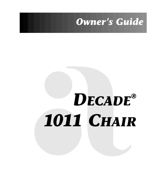 Decade 1011 Dental Chair Instructions For Use - Dental Parts Shop