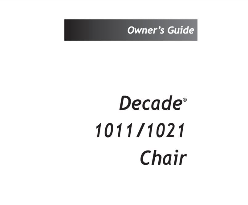 Decade 1011 and 1021 Dental Chair Instructions For Use - Dental Parts Shop