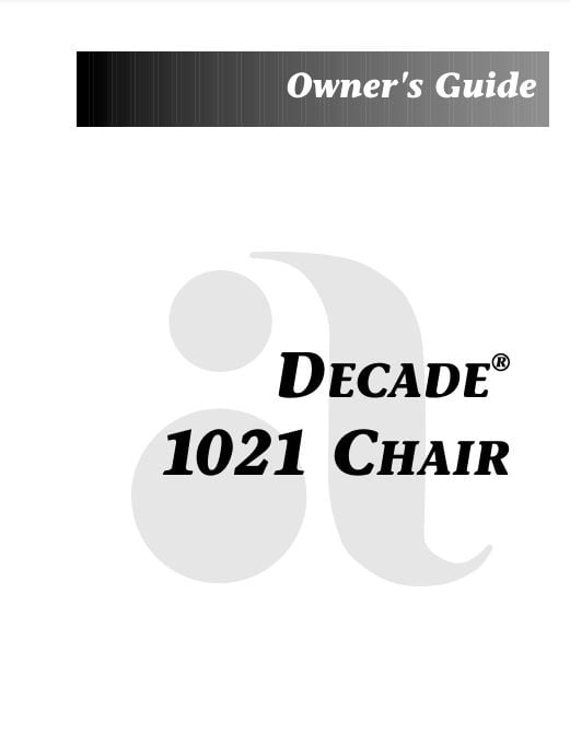 Decade 1021 Dental Chair Instructions For Use - Dental Parts Shop