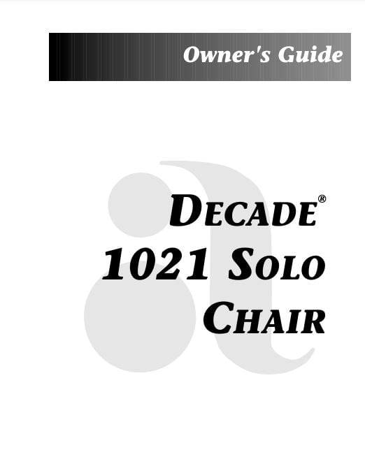 Decade 1021 Solo Dental Chair Instructions For Use - Dental Parts Shop