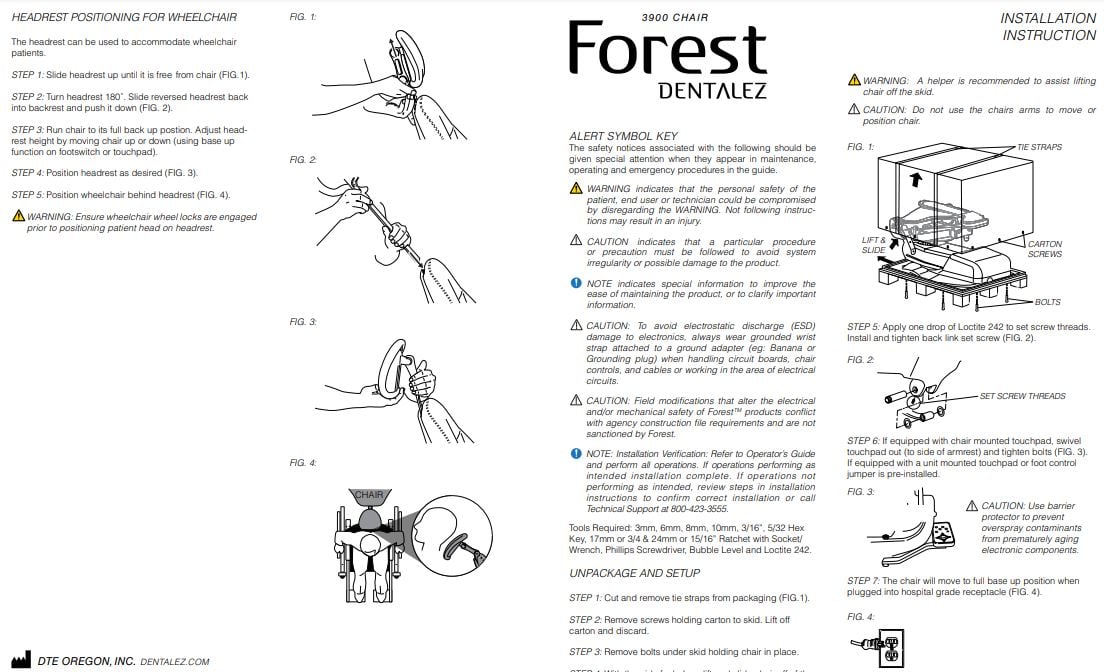 Forest 3900 Chair, Installation Instructions - Dental Parts Shop