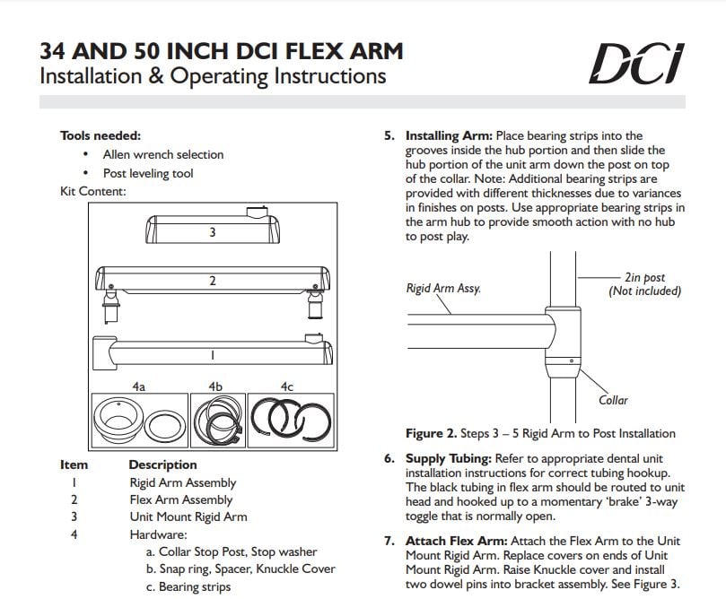 Installation and Operating Instructions, DCI Flex Arm-93065 - Dental Parts Shop