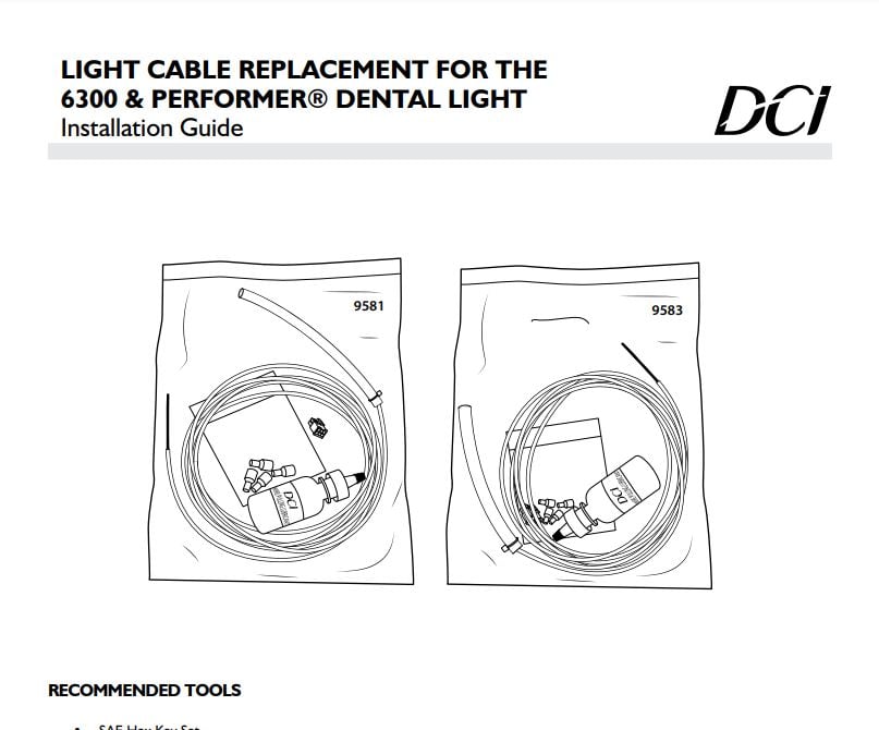 Light Cable Replacement for the 6300 & Performer Dental Light Installation Guide - Dental Parts Shop