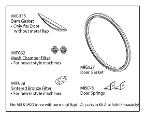 Sterilizer Pm Kit 002-0361-01 (Door & Dam Gasket only) / 002-10069-00 - Dental Parts Shop