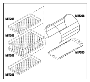 Rack and Tray Kit 030-0710-01 (Tray Rack), 050-3691-00 (Tray Rack), 002-0253-00 (Instrument Tray (Small)), 002-0374-00 (Instrument Tray (Large)), 050-1773-00 (Tray Plate) - Dental Parts Shop