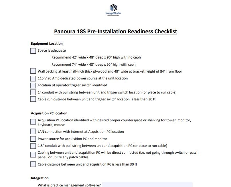 Panoura 18S Site Readiness Guide (with footprint information) - Dental Parts Shop