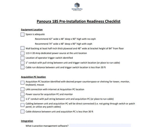 Panoura 18S Site Readiness Guide (with footprint information) - Dental Parts Shop