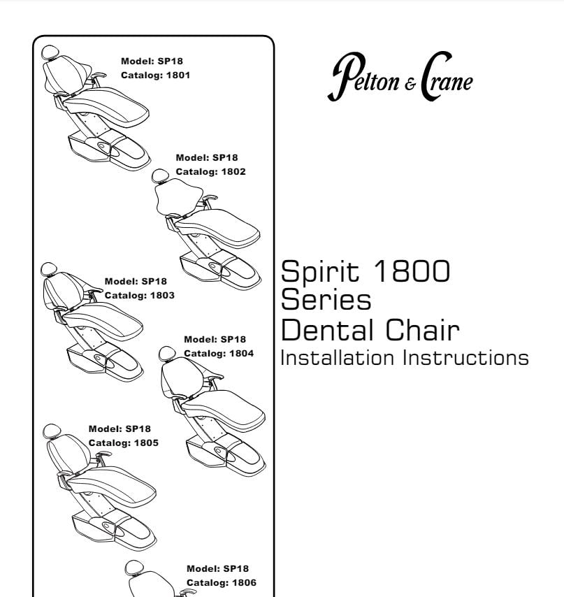 Pelton & Crane Spirit 1800 Series Dental Chair Installation Instructions - Dental Parts Shop