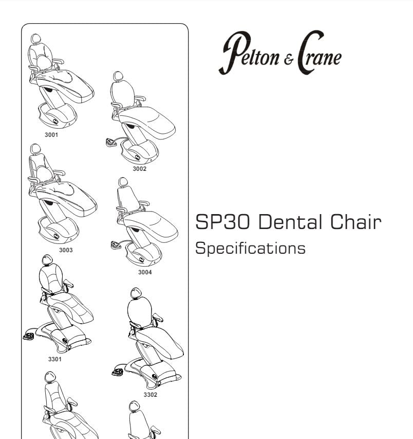 Pelton & Crane Spirit 3000 Series Dental Chair Technical Specifications Manual - Dental Parts Shop