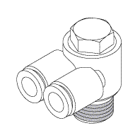 Branch Elbow (Dual 1/4" Push-in X 1/4" Mpt) - 56192 - Dental Parts Shop