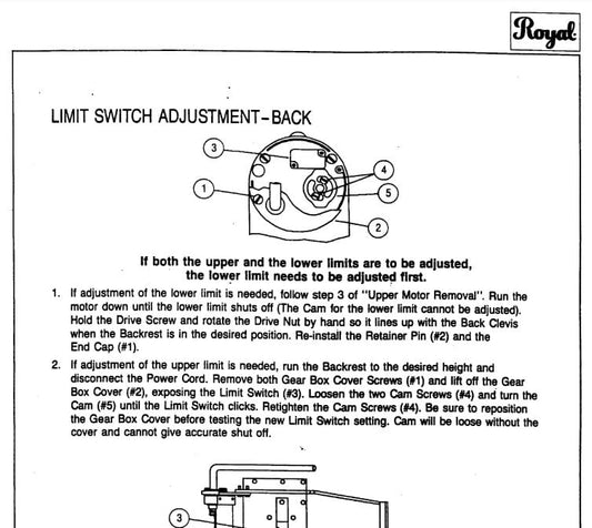 Royal Back Limit Switch Adjustment, RS1, GP2,PD2,OR2 - Dental Parts Shop