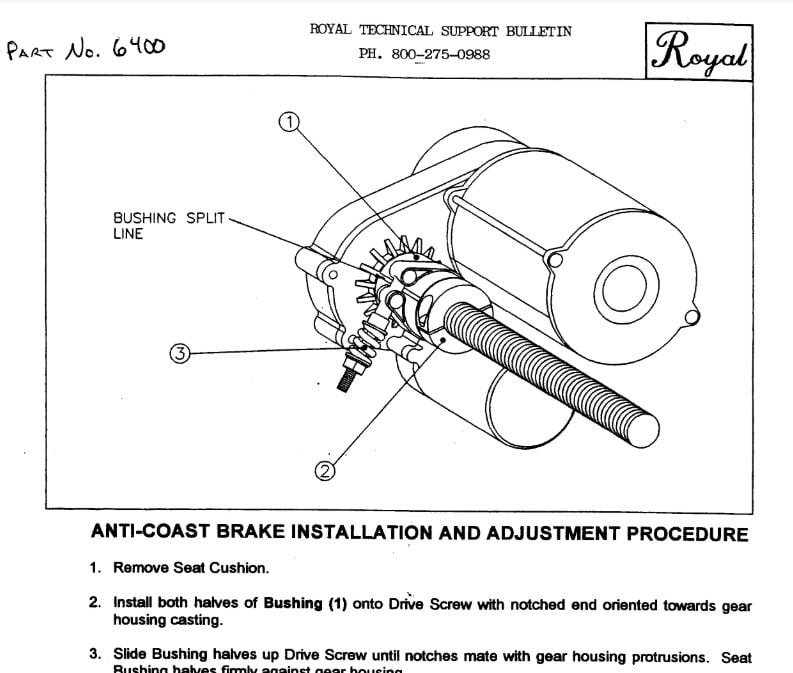 Royal Backrest Brake Installation, P/N 6400 - Dental Parts Shop