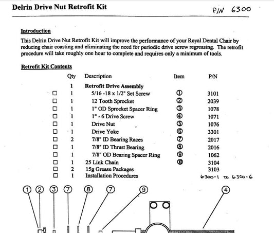 Royal Base Drive Nut Retrofit Kit, P/N 6300 - Dental Parts Shop