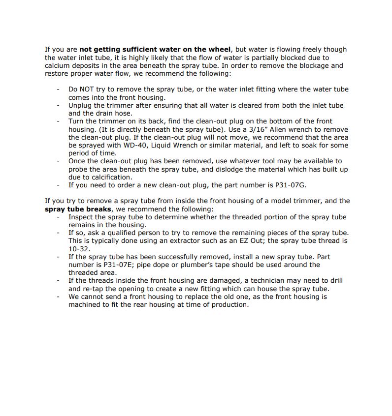 Spray Tube Clean-out Plug  - Dental Parts Shop