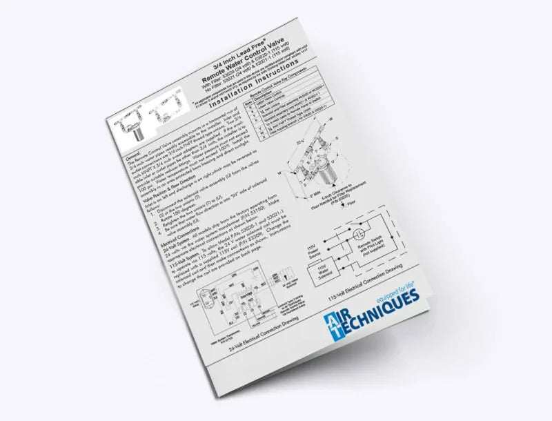 3/4 Inch Lead Free* Remote Water Control Valve Installation Instructions - Dental Parts Shop